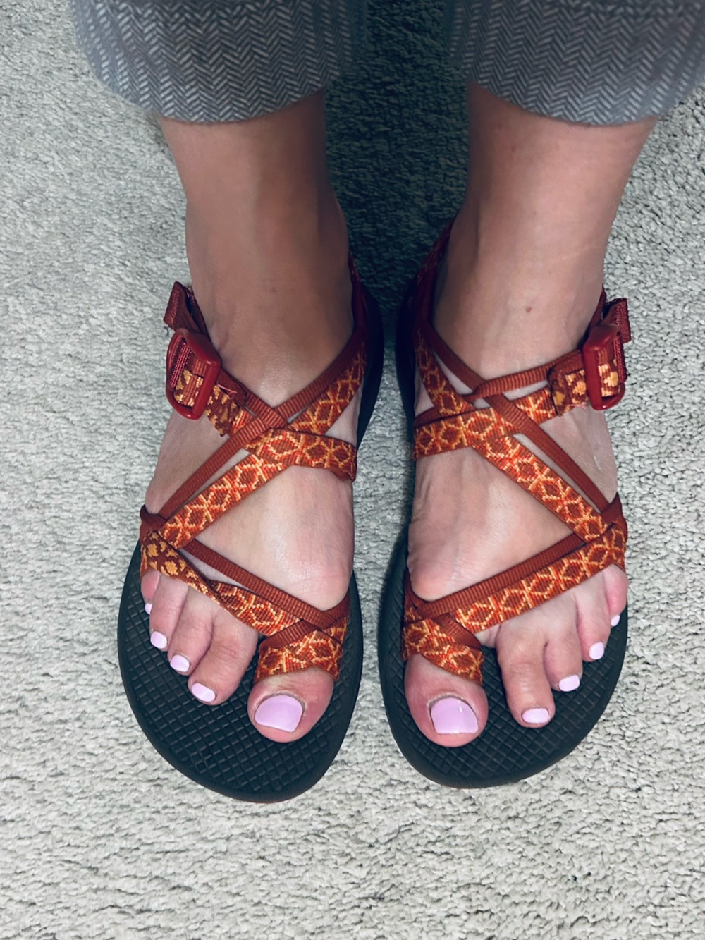 Chaco Women's Rust Orange Patterned Strappy Sandals